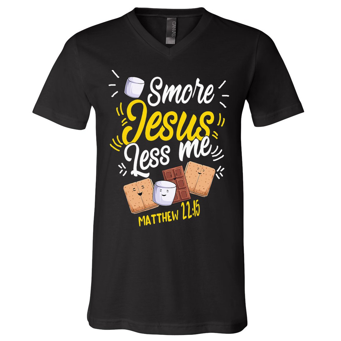 Smore Jesus less me Tent Wilderness Glamping Campfire Nature V-Neck T-Shirt
