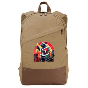 Santazilla Japanese Monster Kaiju Dinosaur Christmas Cotton Canvas Backpack