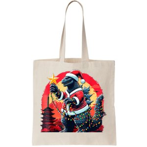 Santazilla Japanese Monster Kaiju Dinosaur Christmas Tote Bag