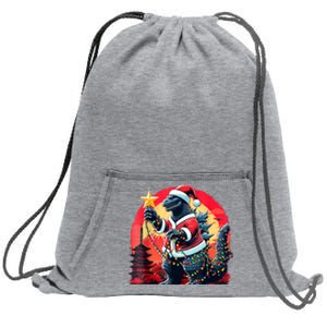 Santazilla Japanese Monster Kaiju Dinosaur Christmas Sweatshirt Cinch Pack Bag