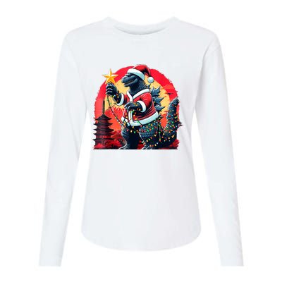 Santazilla Japanese Monster Kaiju Dinosaur Christmas Womens Cotton Relaxed Long Sleeve T-Shirt