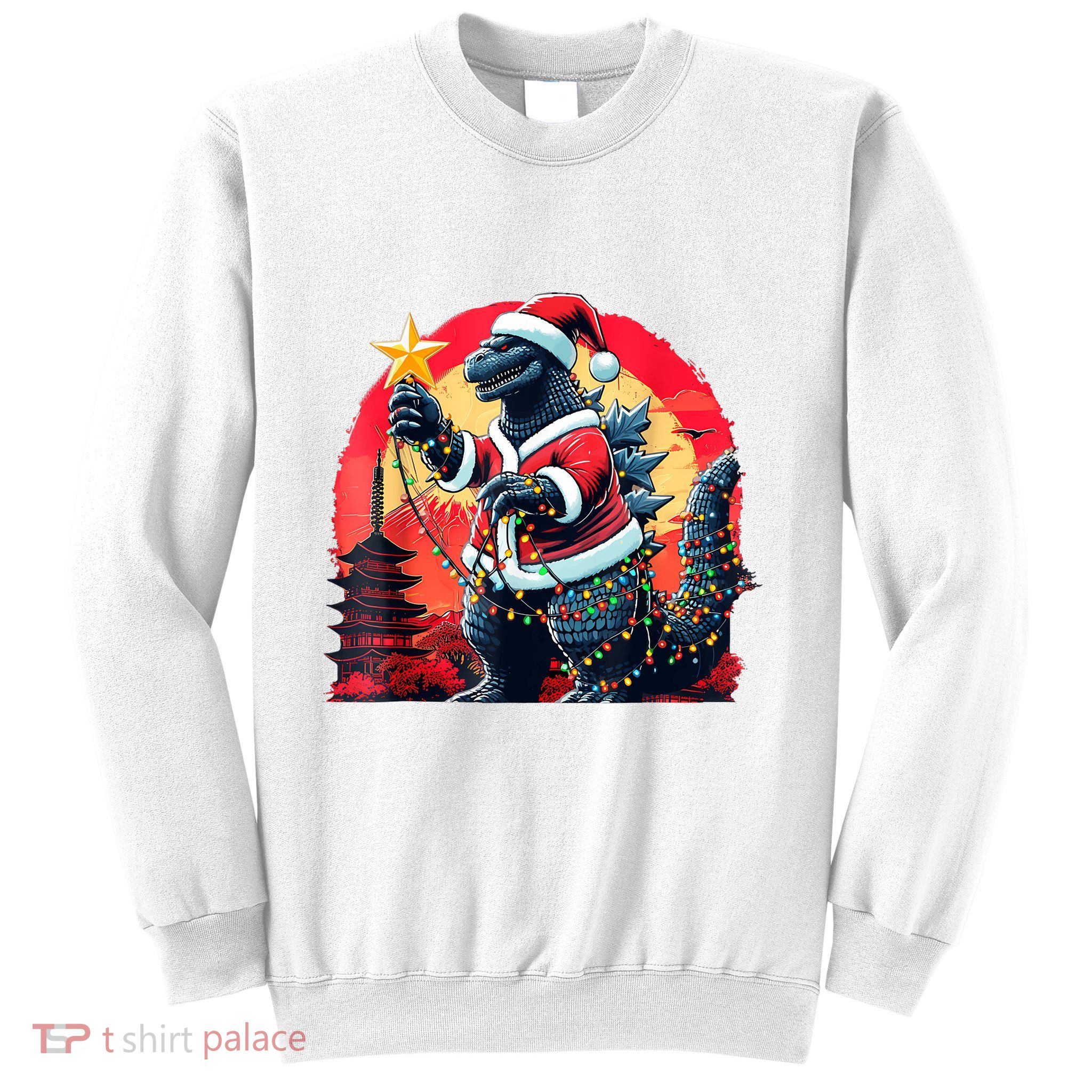 Santazilla Japanese Monster Kaiju Dinosaur Christmas Sweatshirt