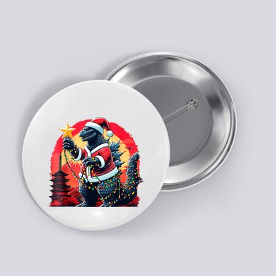 Santazilla Japanese Monster Kaiju Dinosaur Christmas Button
