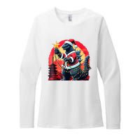 Santazilla Japanese Monster Kaiju Dinosaur Christmas Womens CVC Long Sleeve Shirt