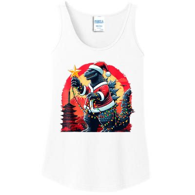 Santazilla Japanese Monster Kaiju Dinosaur Christmas Ladies Essential Tank