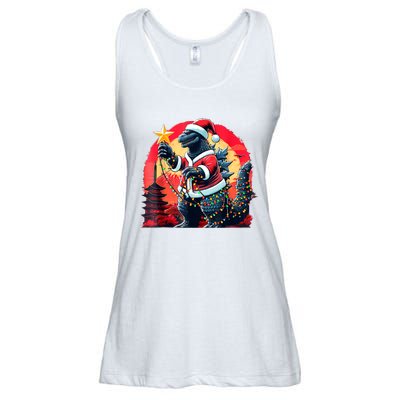 Santazilla Japanese Monster Kaiju Dinosaur Christmas Ladies Essential Flowy Tank