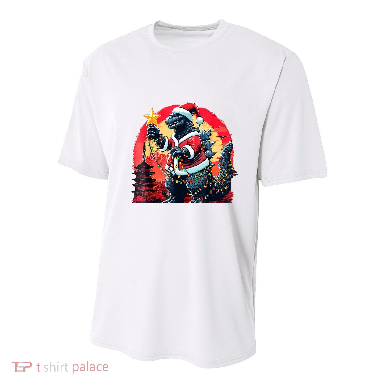 Santazilla Japanese Monster Kaiju Dinosaur Christmas Youth Performance Sprint T-Shirt