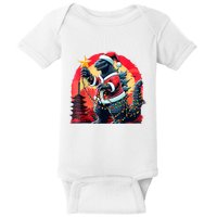 Santazilla Japanese Monster Kaiju Dinosaur Christmas Baby Bodysuit