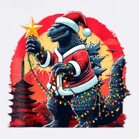 Santazilla Japanese Monster Kaiju Dinosaur Christmas Baby Bodysuit
