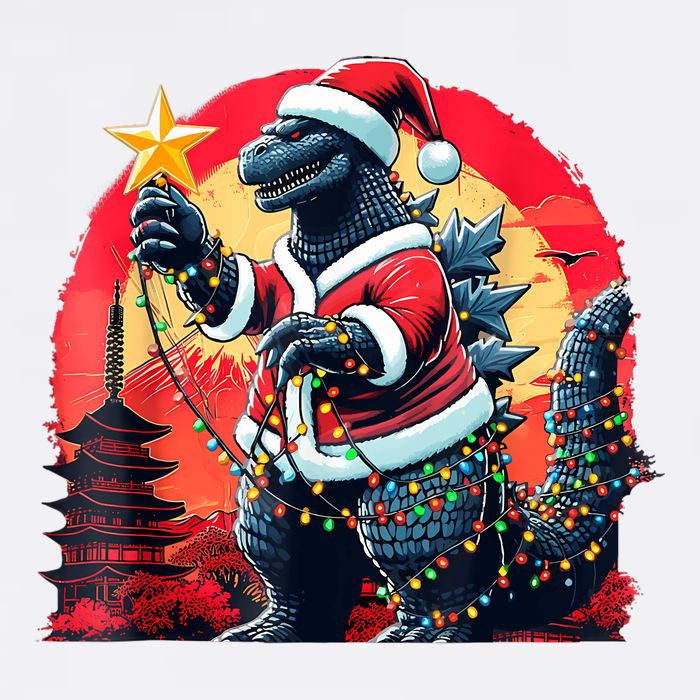 Santazilla Japanese Monster Kaiju Dinosaur Christmas Baby Bodysuit