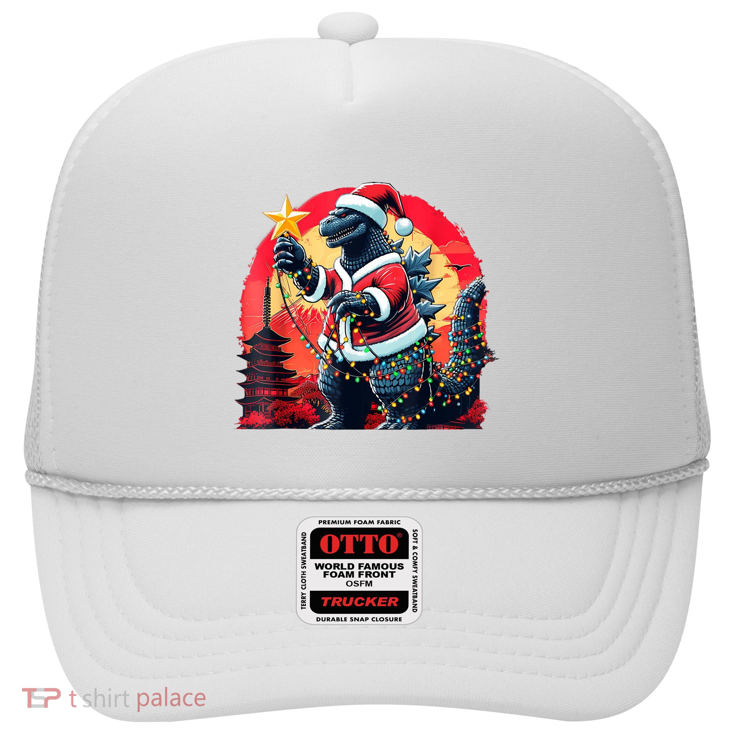 Santazilla Japanese Monster Kaiju Dinosaur Christmas Trucker Hat