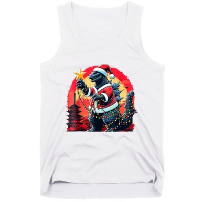 Santazilla Japanese Monster Kaiju Dinosaur Christmas Tank Top