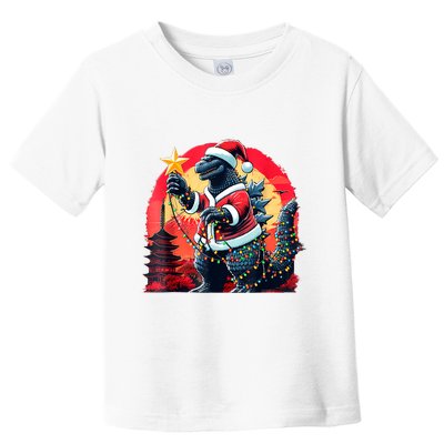 Santazilla Japanese Monster Kaiju Dinosaur Christmas Toddler T-Shirt