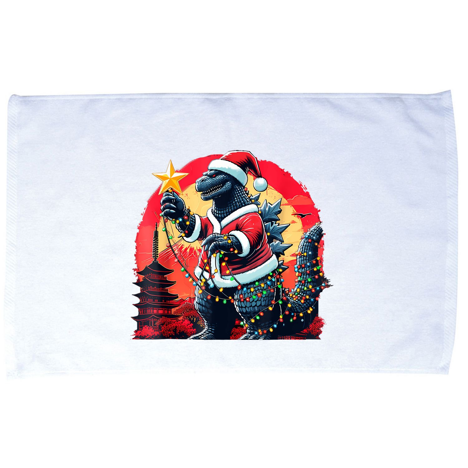 Santazilla Japanese Monster Kaiju Dinosaur Christmas Microfiber Hand Towel