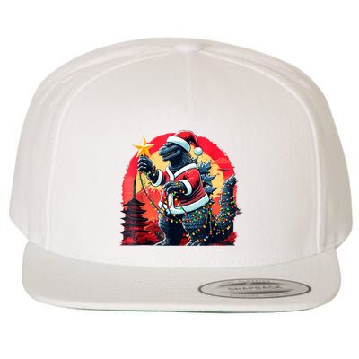 Santazilla Japanese Monster Kaiju Dinosaur Christmas Wool Snapback Cap