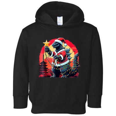 Santazilla Japanese Monster Kaiju Dinosaur Christmas Toddler Hoodie