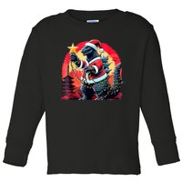 Santazilla Japanese Monster Kaiju Dinosaur Christmas Toddler Long Sleeve Shirt