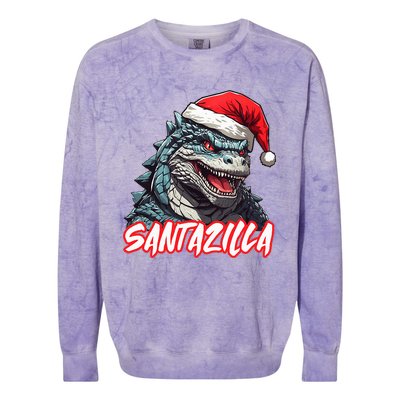 Santazilla Japanese Monster Kaiju Christmas  Colorblast Crewneck Sweatshirt