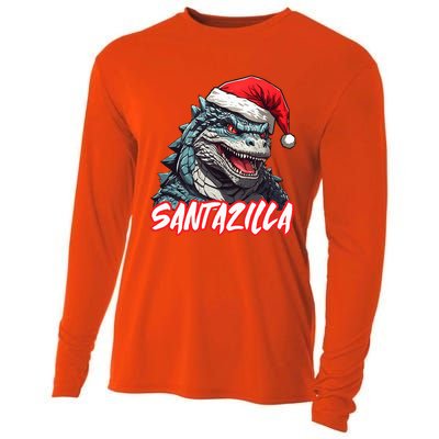 Santazilla Japanese Monster Kaiju Christmas  Cooling Performance Long Sleeve Crew