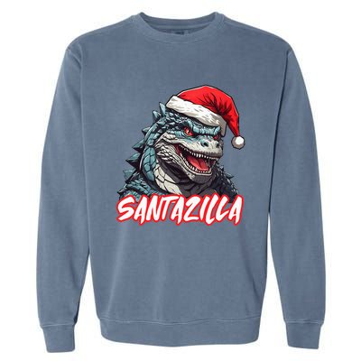 Santazilla Japanese Monster Kaiju Christmas  Garment-Dyed Sweatshirt