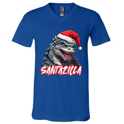 Santazilla Japanese Monster Kaiju Christmas  V-Neck T-Shirt