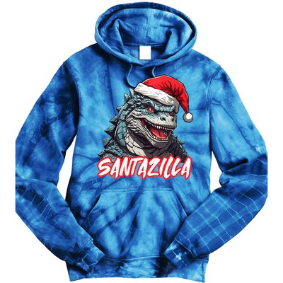 Santazilla Japanese Monster Kaiju Christmas  Tie Dye Hoodie