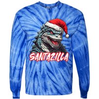 Santazilla Japanese Monster Kaiju Christmas  Tie-Dye Long Sleeve Shirt