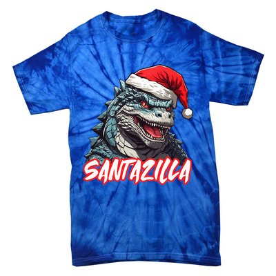 Santazilla Japanese Monster Kaiju Christmas  Tie-Dye T-Shirt