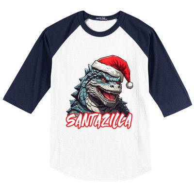 Santazilla Japanese Monster Kaiju Christmas  Baseball Sleeve Shirt