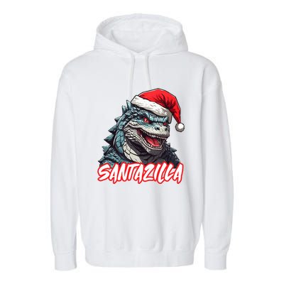 Santazilla Japanese Monster Kaiju Christmas  Garment-Dyed Fleece Hoodie