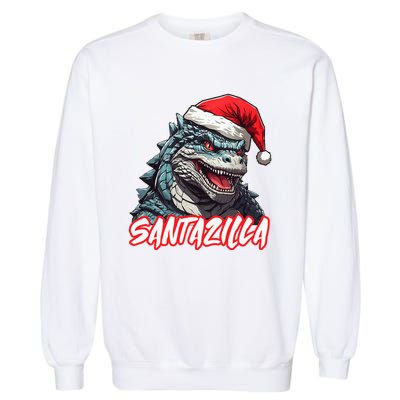 Santazilla Japanese Monster Kaiju Christmas Garment-Dyed Sweatshirt