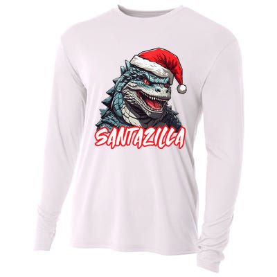 Santazilla Japanese Monster Kaiju Christmas Cooling Performance Long Sleeve Crew