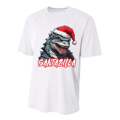 Santazilla Japanese Monster Kaiju Christmas Performance Sprint T-Shirt