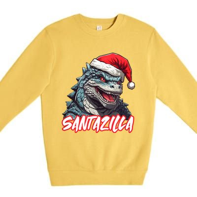 Santazilla Japanese Monster Kaiju Christmas Premium Crewneck Sweatshirt