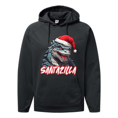 Santazilla Japanese Monster Kaiju Christmas Performance Fleece Hoodie