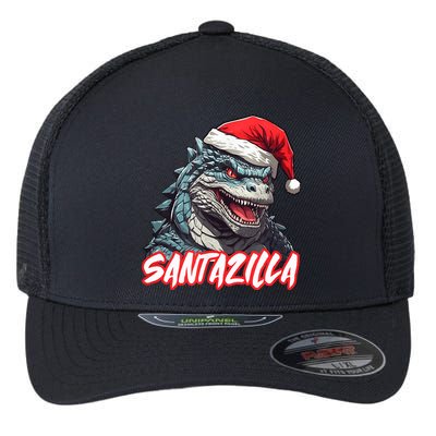 Santazilla Japanese Monster Kaiju Christmas Flexfit Unipanel Trucker Cap