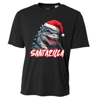 Santazilla Japanese Monster Kaiju Christmas Cooling Performance Crew T-Shirt