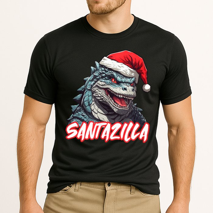 Santazilla Japanese Monster Kaiju Christmas Cooling Performance Crew T-Shirt