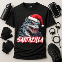 Santazilla Japanese Monster Kaiju Christmas Cooling Performance Crew T-Shirt
