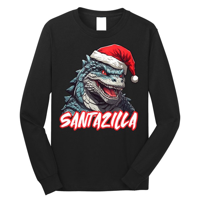 Santazilla Japanese Monster Kaiju Christmas Long Sleeve Shirt