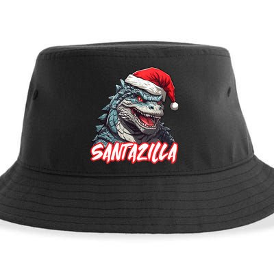 Santazilla Japanese Monster Kaiju Christmas Sustainable Bucket Hat
