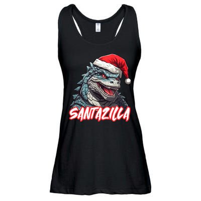 Santazilla Japanese Monster Kaiju Christmas Ladies Essential Flowy Tank