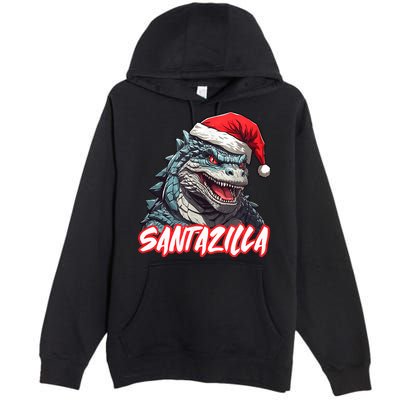 Santazilla Japanese Monster Kaiju Christmas Premium Pullover Hoodie
