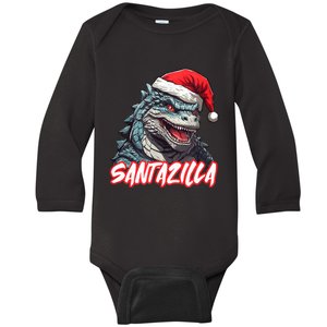 Santazilla Japanese Monster Kaiju Christmas Baby Long Sleeve Bodysuit