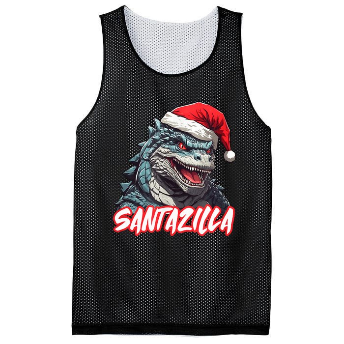 Santazilla Japanese Monster Kaiju Christmas Mesh Reversible Basketball Jersey Tank