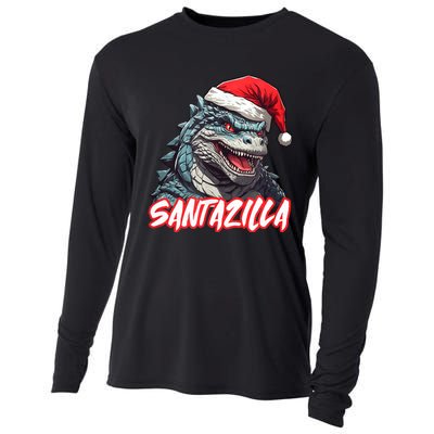 Santazilla Japanese Monster Kaiju Christmas Cooling Performance Long Sleeve Crew