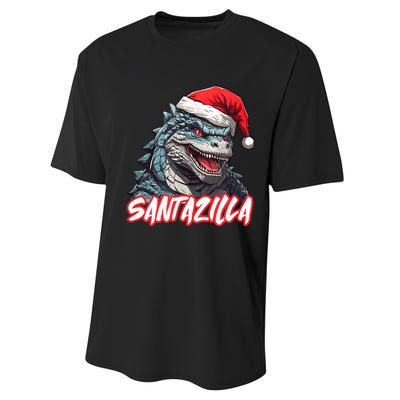 Santazilla Japanese Monster Kaiju Christmas Performance Sprint T-Shirt