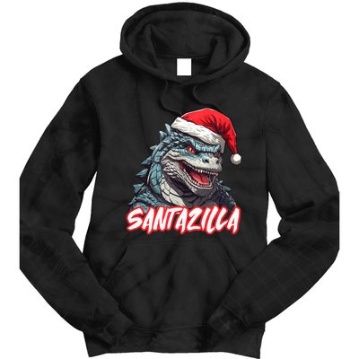 Santazilla Japanese Monster Kaiju Christmas Tie Dye Hoodie