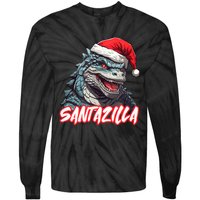 Santazilla Japanese Monster Kaiju Christmas Tie-Dye Long Sleeve Shirt