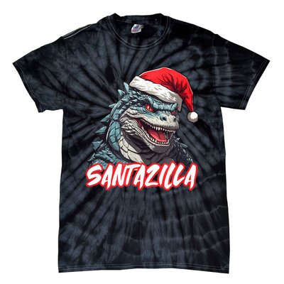 Santazilla Japanese Monster Kaiju Christmas Tie-Dye T-Shirt